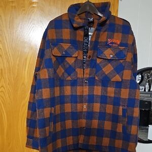 Men's Death Row Blue and Brown Plaid Jacket